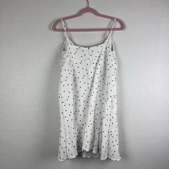 Q&A White Star Print Tie Front Tiered Mini Dress Size M NWT - Picture 5 of 7